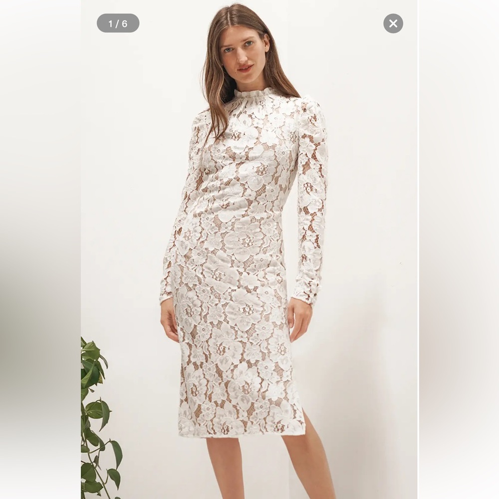 Wayf Emma Midi Dress, Ivory, XL